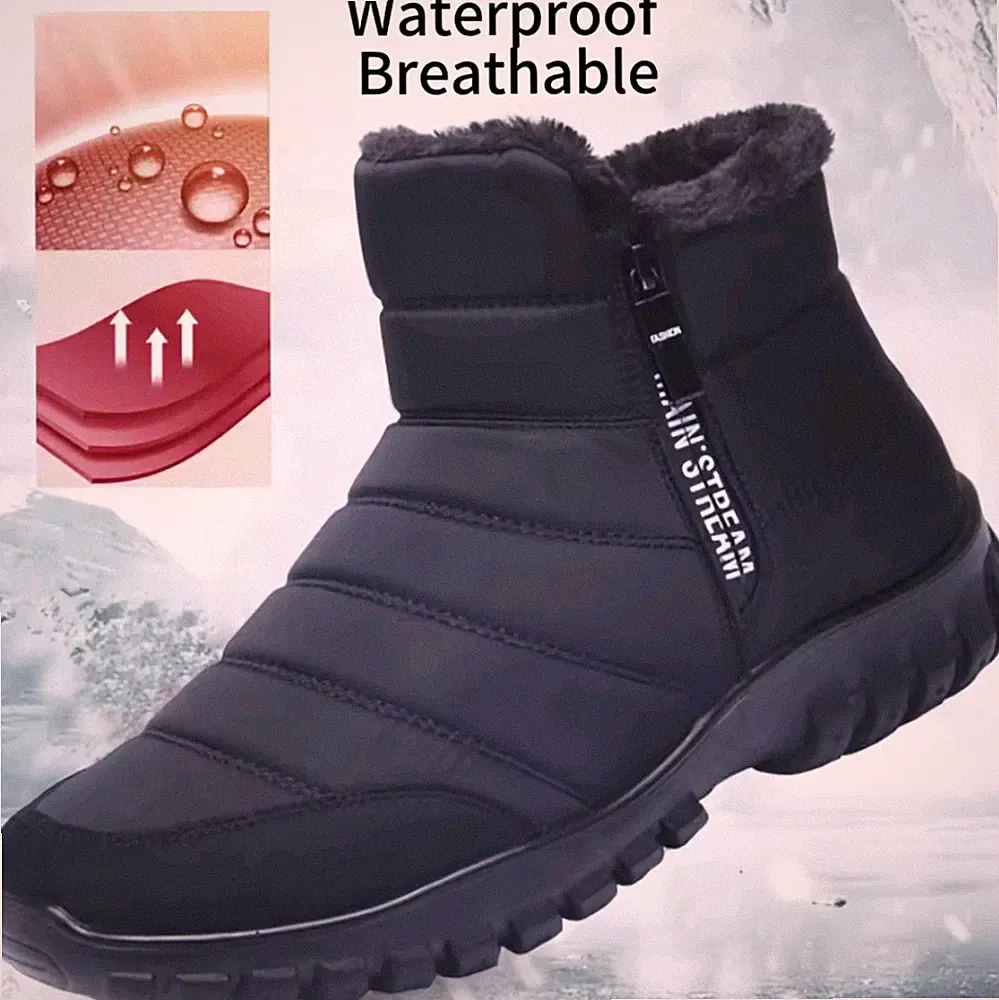 Mens Winter Zipper Insulated Snow Boots
