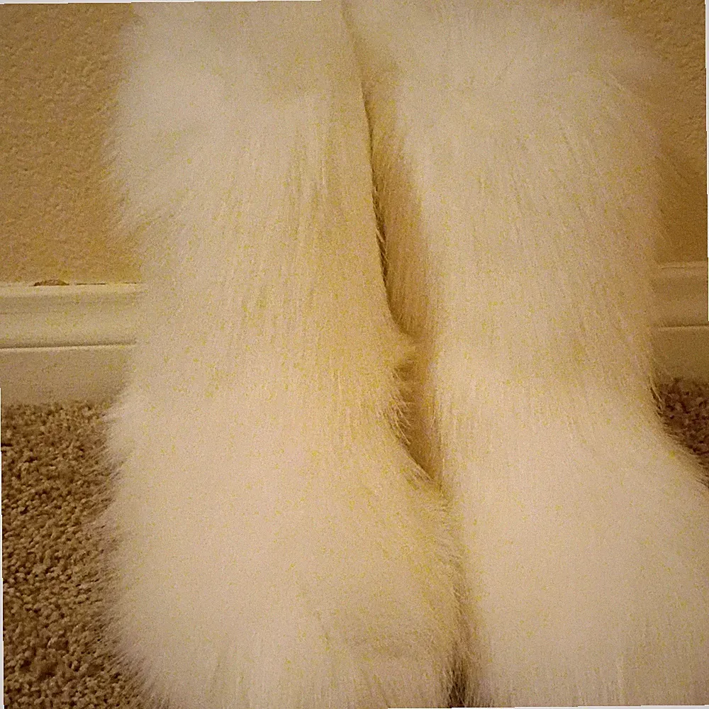 Women’s White Faux Fur Mid-Calf Snow Boots, Lined Solid Round Toe